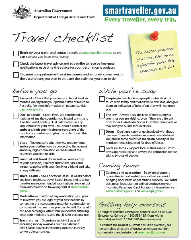 McNally Travel | DFAT Travel Checklist